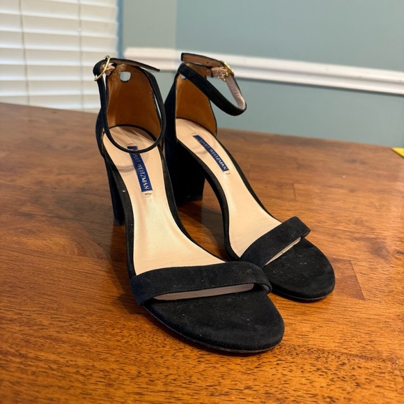 Stuart Weitzman Shoes - Stuart Weitzman Nearlynude ankle strap sandal black suede size 7.5